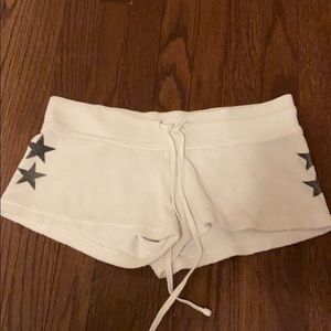 White Terrycloth Hardtail Shorts with Stars